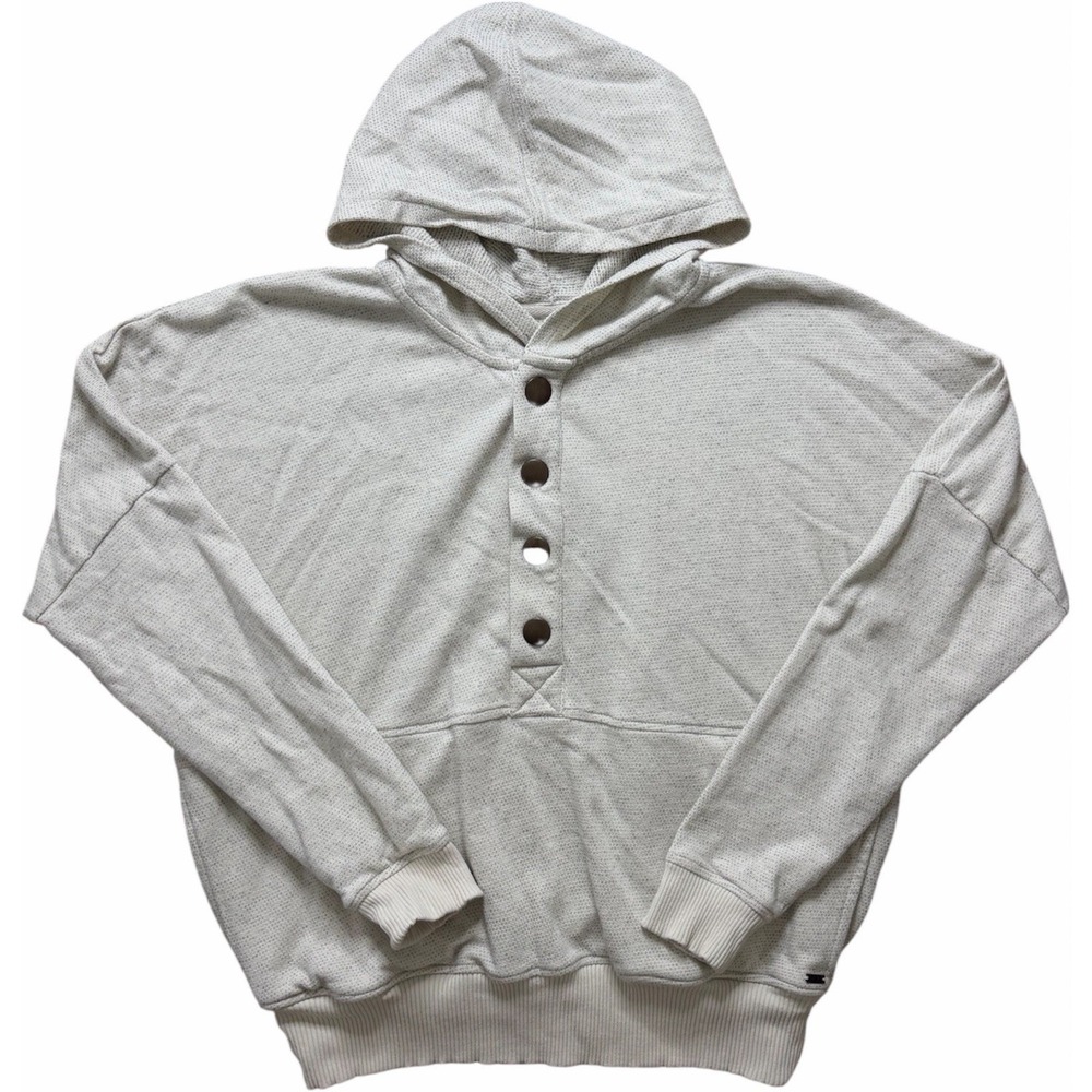 White Birch Oh Snap Grey Henley Button Down Pullover Hoodie Size Small‎